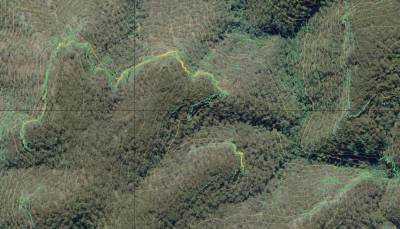 TPI from LIDAR DEM combined with contours and imagery to show clifflines and terrain